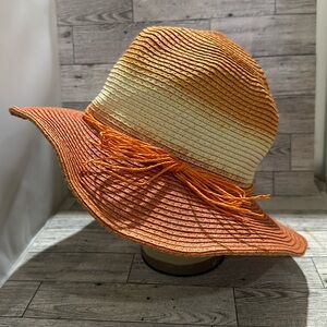 Orange straw summer beach garden hat